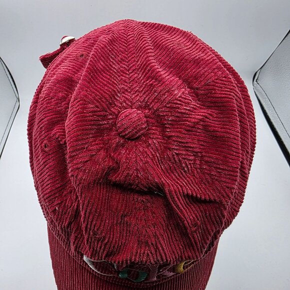 Coca Cola Multicolor Logo Corduroy Baseball Cap Adjustable Burgundy Cotton Hat - Picture 5 of 10